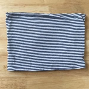Brandy Melville White and Blue Striped Tube Top